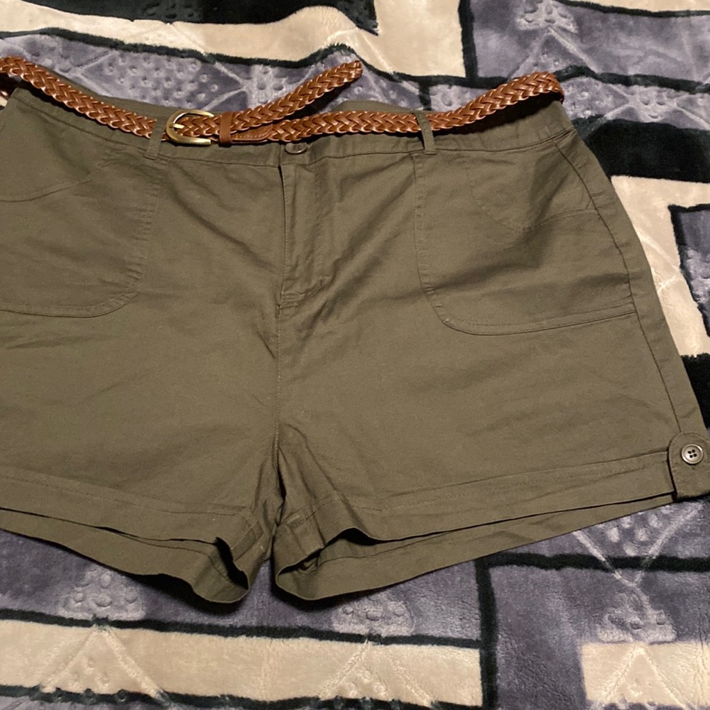 Dark green shorts with belt